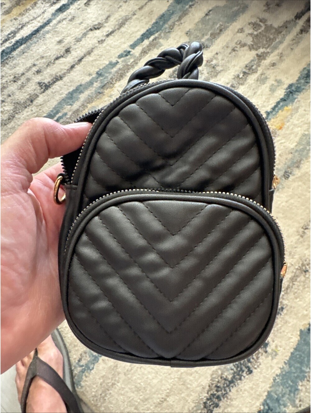 Full Leather Small Backpack Mini Purse No Strap